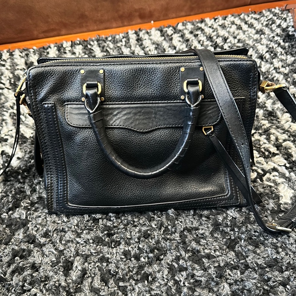 Rebecca Minkoff satchel with long strap black leather